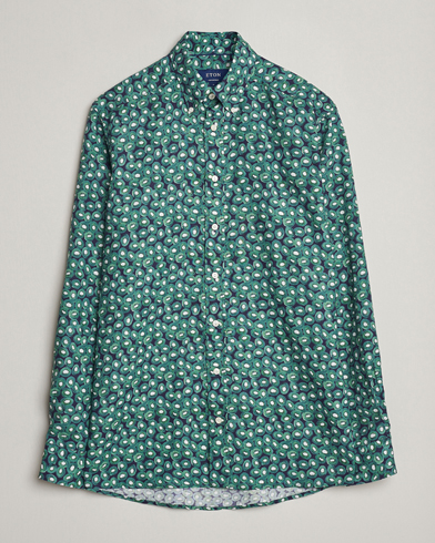  Contemporary Fit Printed Linen Shirt Green Kiwi