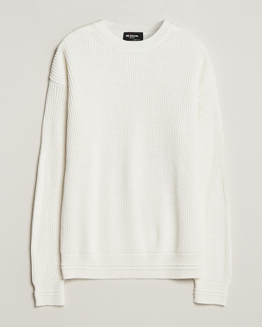 Herren | Italian Department | Kiton | Cotton/Silk Rib Pullover Off White