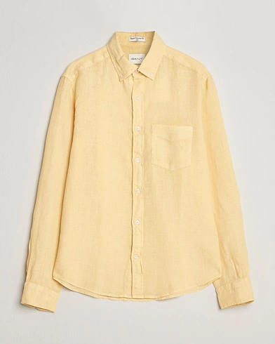  Regular Fit Garment Dyed Linen Shirt Dusty Yellow
