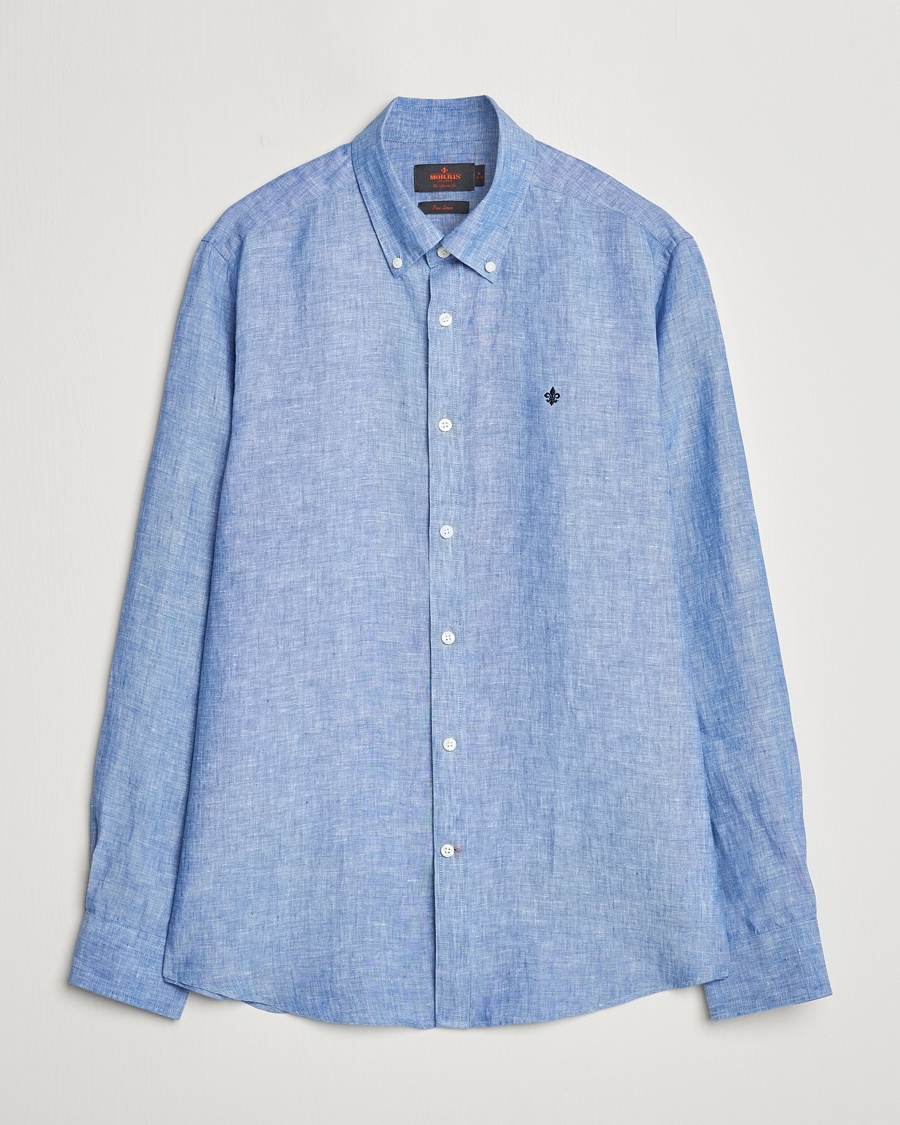 Herren | | Morris | Douglas Linen Button Down Shirt Blue