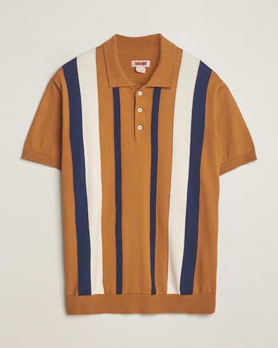 Herren |  | Baracuta | Stripe Knitted Short Sleeve Polo Pumpkin Spice
