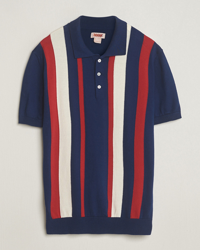 Herren | Kleidung | Baracuta | Stripe Knitted Short Sleeve Polo Navy