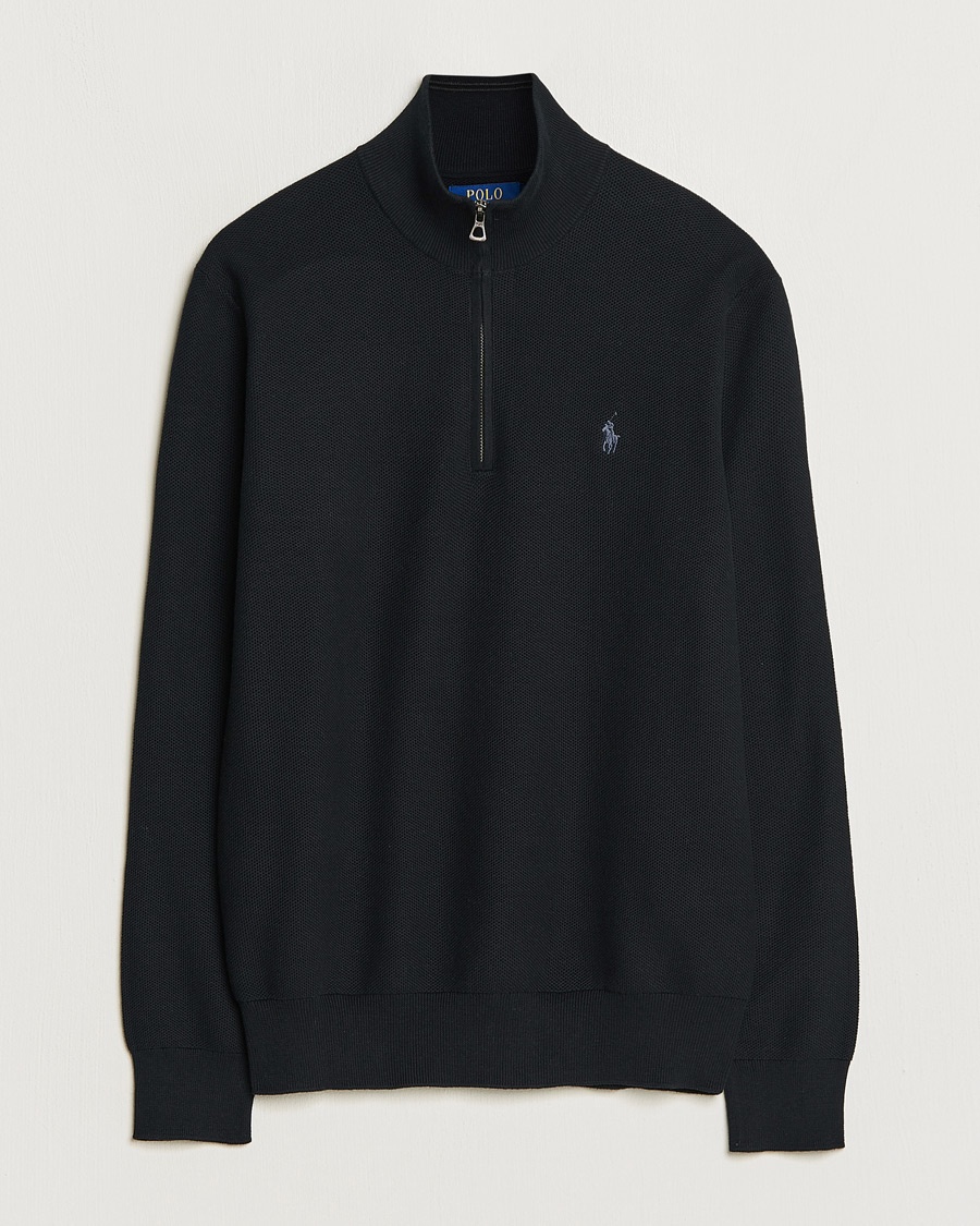 Polo Ralph Lauren Textured Half Zip Polo Black – Schwarz