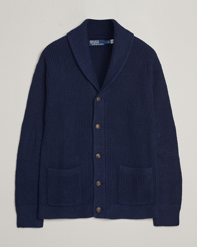  Cotton/Linen Shawl Collar Cardigan Bright Navy
