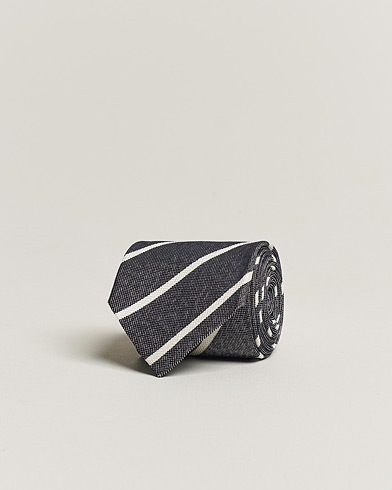  Silk Bouclé Striped 8cm Tie Navy