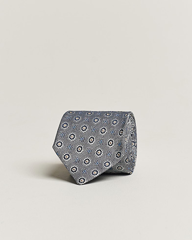 Herren |  | Amanda Christensen | Linen/Silk Printed Flower 8cm Tie Navy