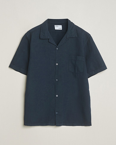  Cotton/Linen Short Sleeve Shirt Navy Blue