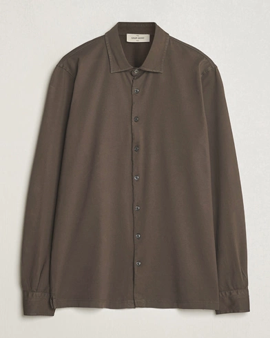 Herren | Gran Sasso | Gran Sasso | Washed Cotton Jersey Shirt Dark Brown