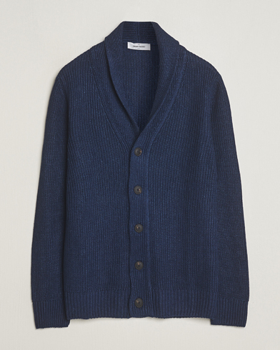 Herren |  | Gran Sasso | Linen/Cotton Shawl Collar Cardigan Navy