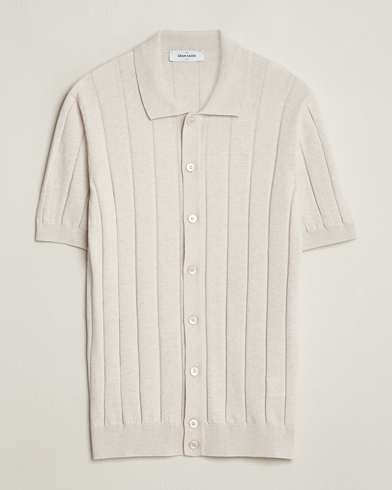 Herren | Gran Sasso | Gran Sasso | Cotton Structured Knitted Short Sleeve Shirt Cream
