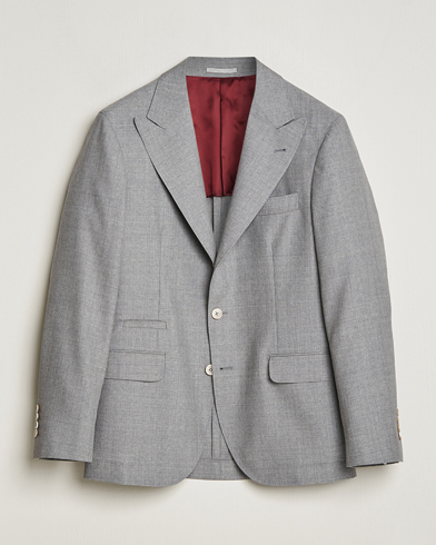 Herren |  | Brunello Cucinelli | Peak Lapel Wool Blazer Light Grey