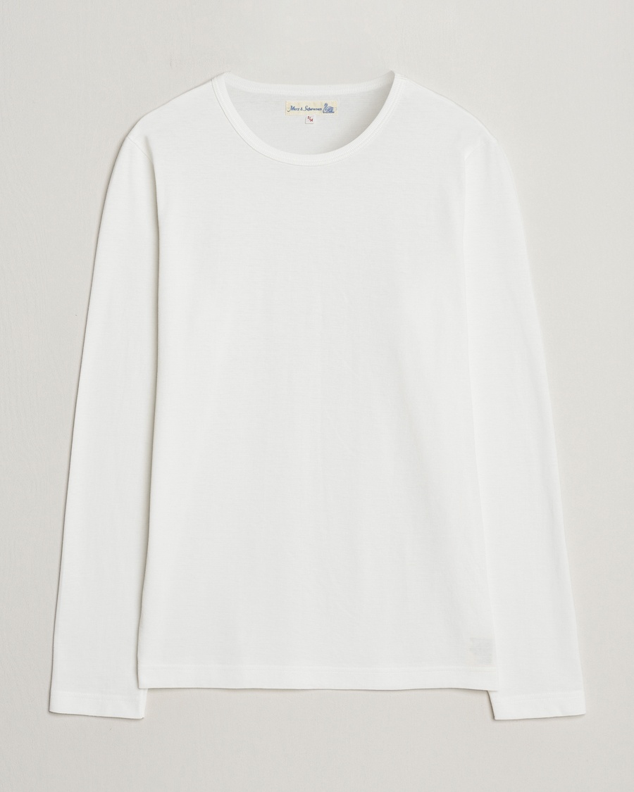 Herren | Langarm T-Shirt | Merz b. Schwanen | 1950s Classic Loopwheeled Longsleeve T-Shirt White