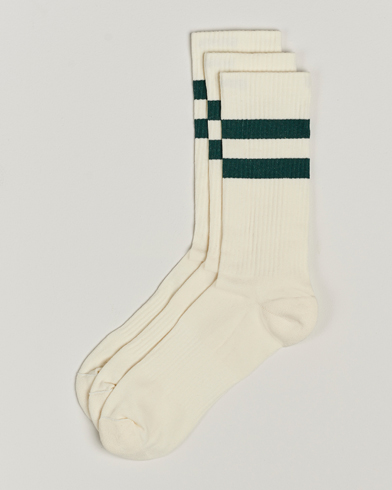 Herren |  | Sweyd | 3-Pack Two Stripe Cotton Socks White/Green