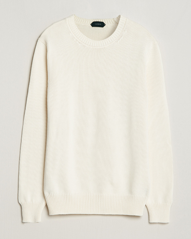 Herren |  | Zanone | Soft Cotton Crewneck Sweater Off White