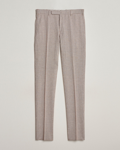 Herren | Incotex | Incotex | Slim Fit Cotton/Linen Micro Houndstooth Trousers Beige