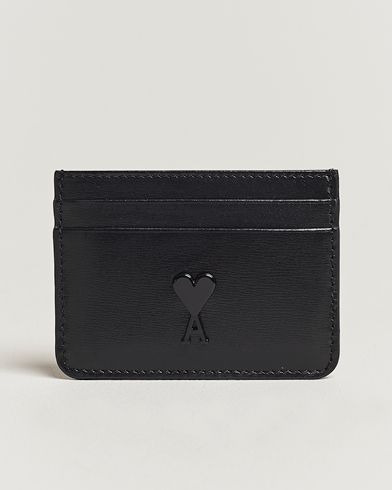 Herren | AMI | AMI | Tonal Heart Logo Leather Card Holder Black