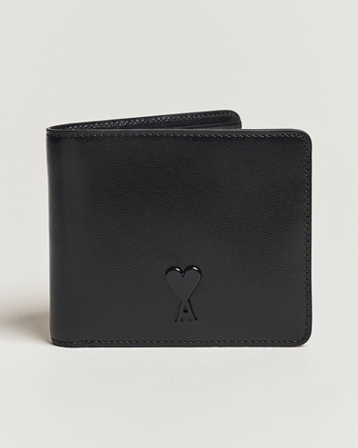 Herren | AMI | AMI | Tonal Heart Logo Leather Wallet Black