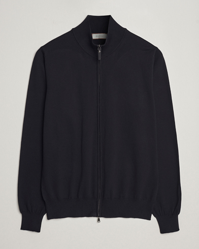 Herren |  | Canali | Cotton Full Zip Sweater Black