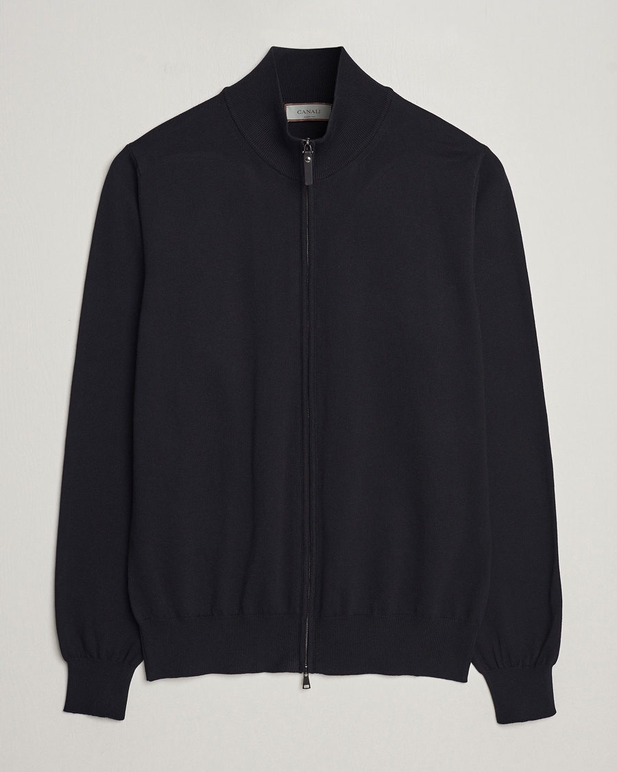  Cotton Full Zip Sweater Black