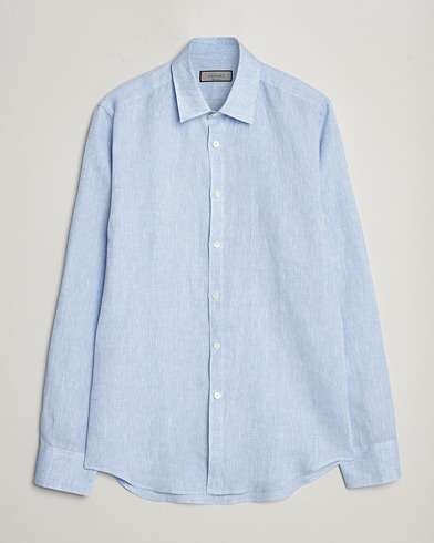 Herren |  | Canali | Slim Fit Linen Sport Shirt Light Blue