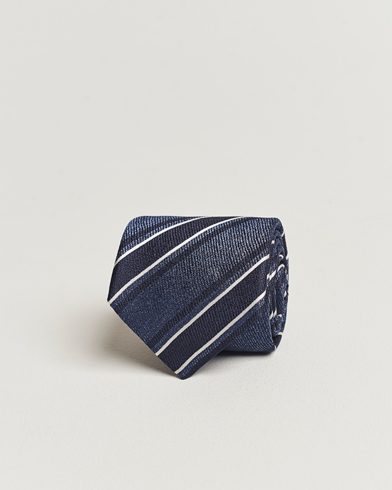  Regimental Stripe Silk Tie Dark Blue