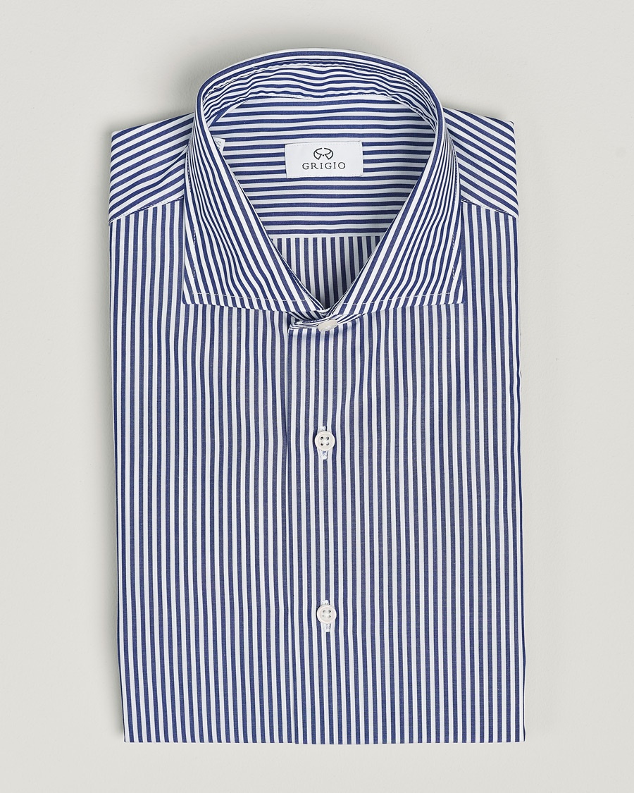 Herren | Alla produkter | Grigio | Cotton Poplin Dress Shirt Blue Stripe