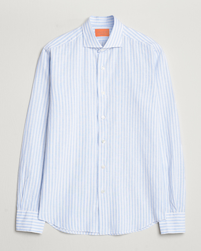  Washed Linen Shirt Light Blue Stripe