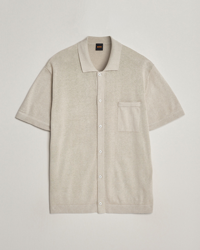 Herren |  | BOSS ORANGE | Kamiccio Knitted Short Sleeve Shirt Light Beige