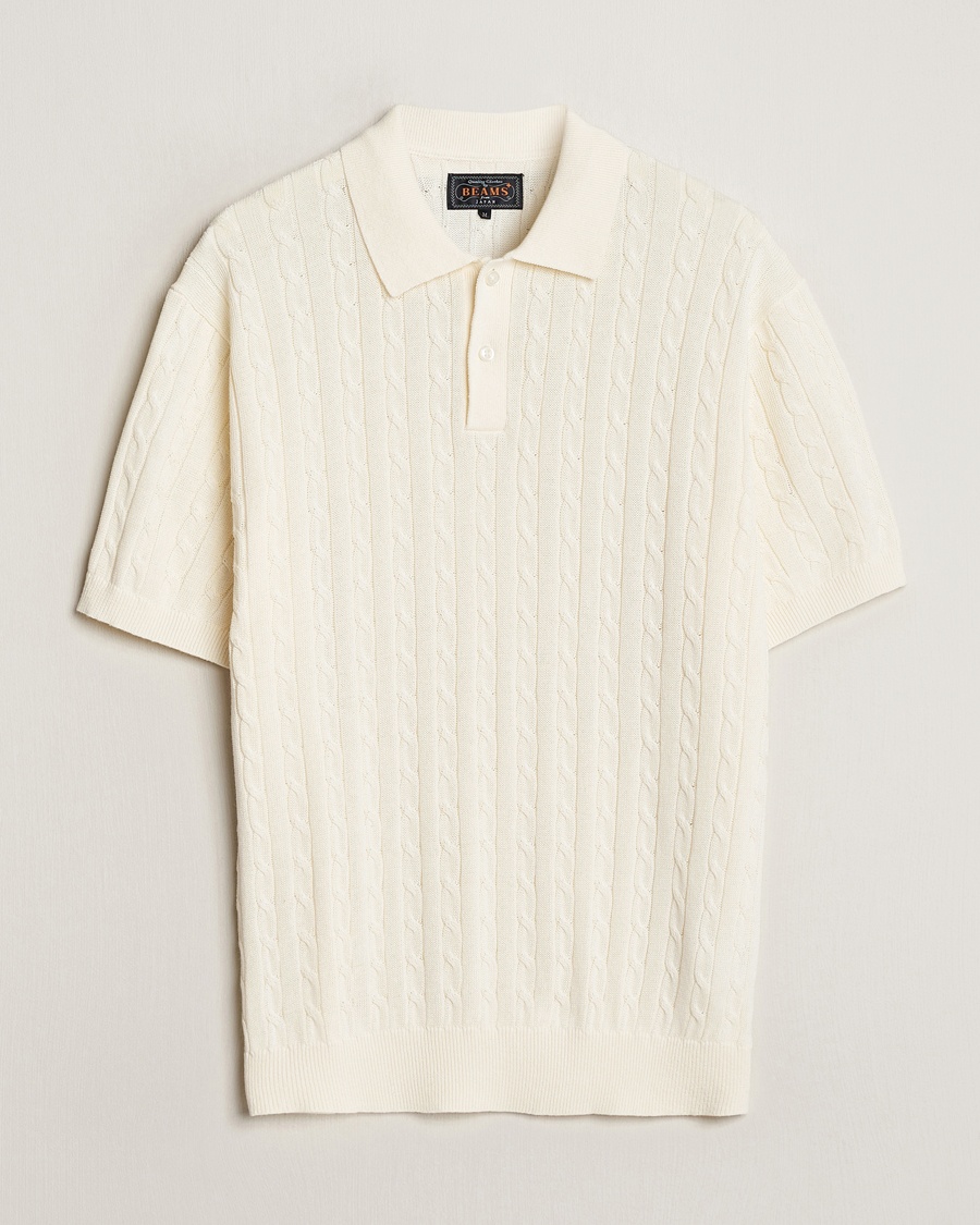 Herren | Treue-Rabatt für Stammkunden | BEAMS PLUS | Short Sleeve Cable Polo Off White