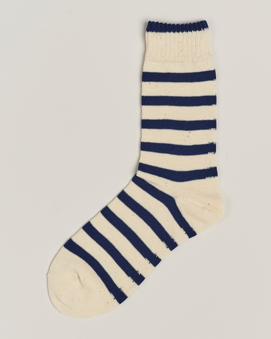 BEAMS PLUS BEAMS PLUS2 Tone Stripe SocksWhite/Navy – Weiß