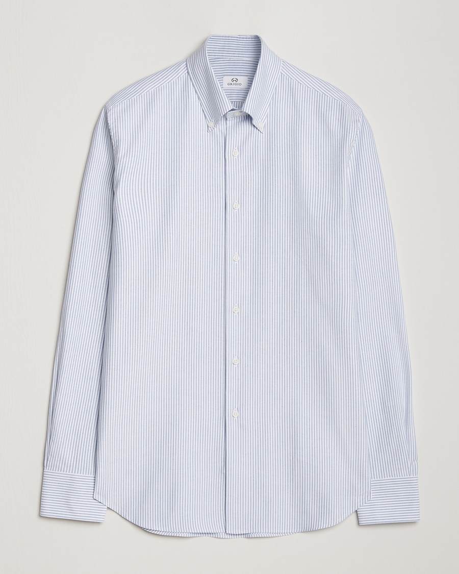Herren | Italian Department | Grigio | Oxford Button Down Shirt Light Blue Stripe