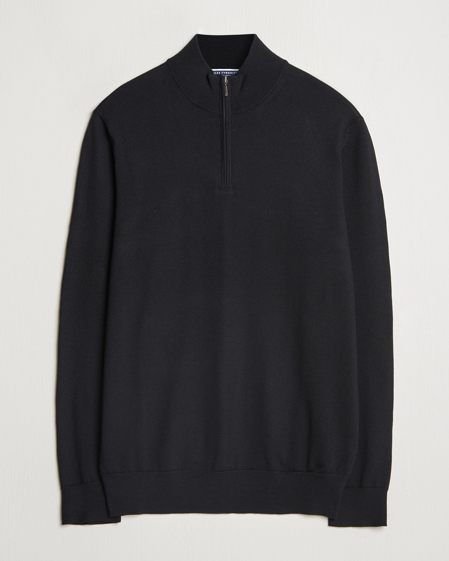 Herren | Kleidung | Charles Tyrwhitt | Pure Merino Zip Neck Jumper Black