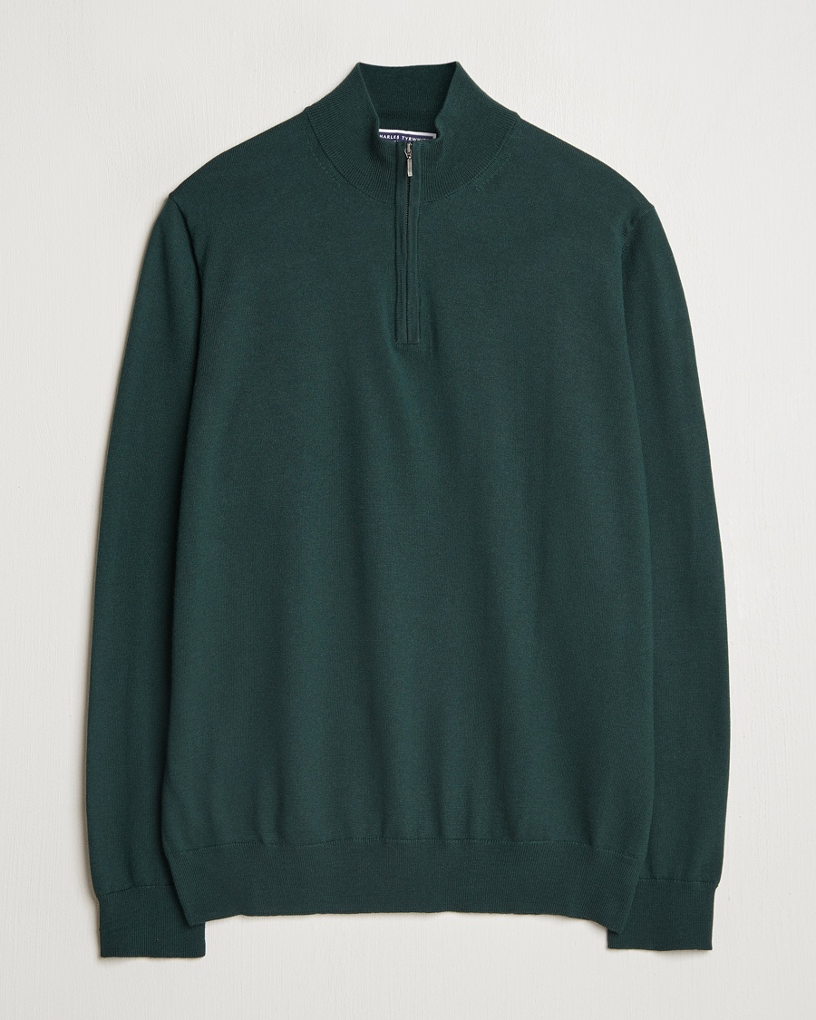 Herren | Kleidung | Charles Tyrwhitt | Pure Merino Zip Neck Jumper Forest Green