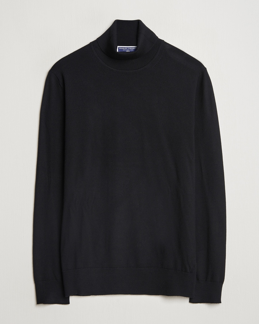 Herren | Kleidung | Charles Tyrwhitt | Pure Merino Roll Neck Jumper Black