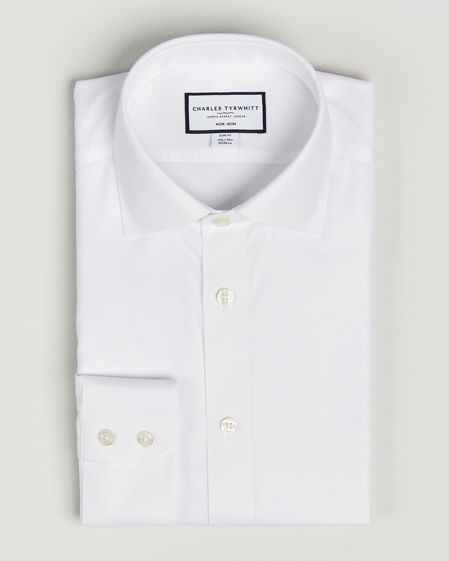 Charles Tyrwhitt Slim Fit Non Iron Cotton Twill Shirt White – Weiß