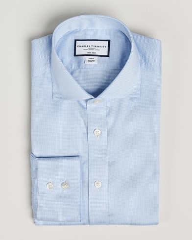 Herren | | Charles Tyrwhitt | Slim Fit Non Iron Puppytooth Shirt Sky Blue
