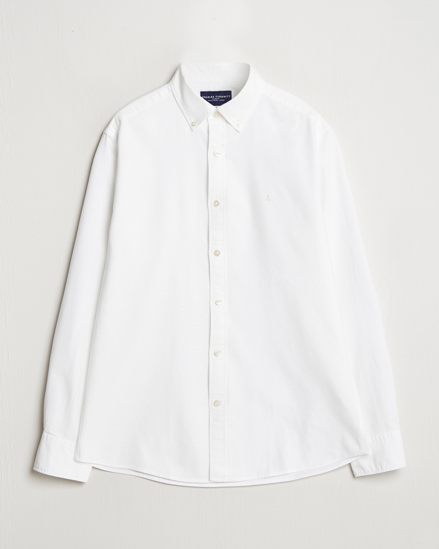 Charles Tyrwhitt Button Down Stretch Oxford Shirt White – Weiß