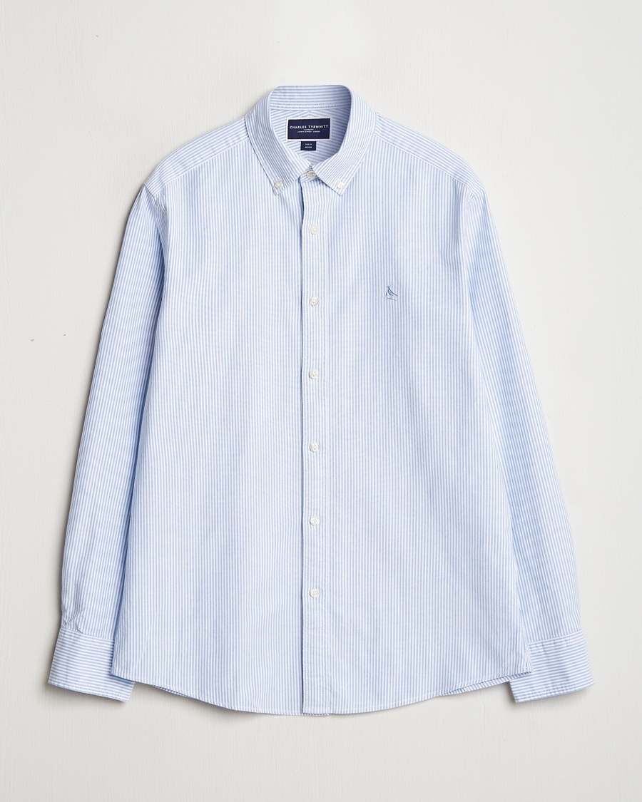 Charles Tyrwhitt Button Down Stretch Oxford Shirt Blue/Whte – Blau
