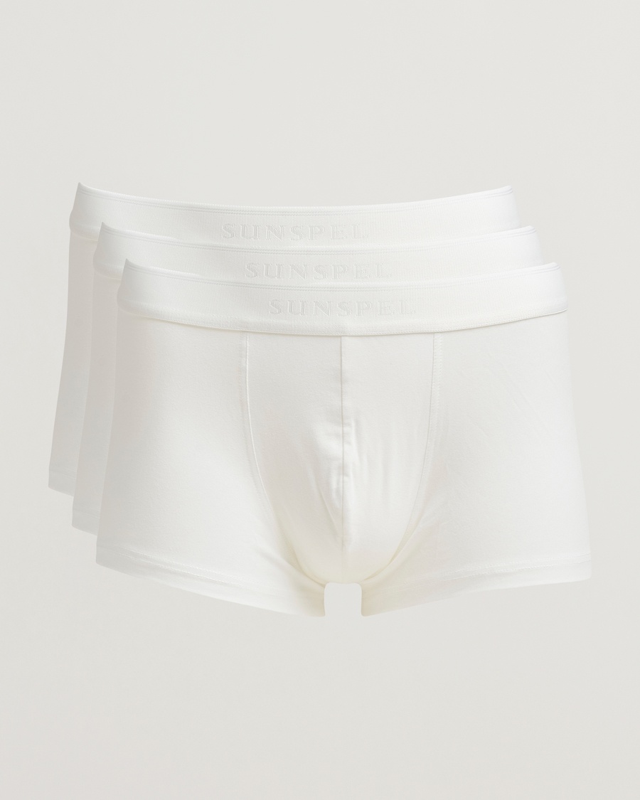 Sunspel 3-Pack Cotton Stretch Trunk White – Weiß