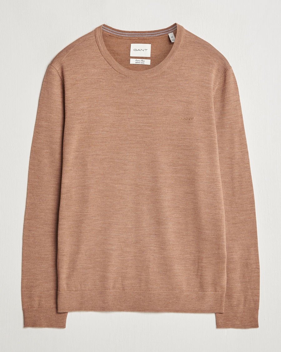 Herren | Sale | GANT | Extrafine Merino Wool C-Neck Dk Sand Melange