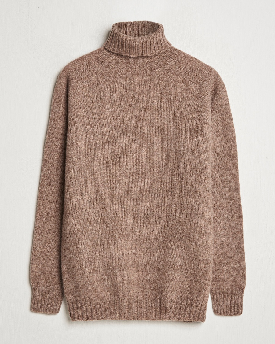 Herren | Rollkragenpullover | Harley Of Scotland | Supersoft Lambswool Rollneck Nutmeg Brown