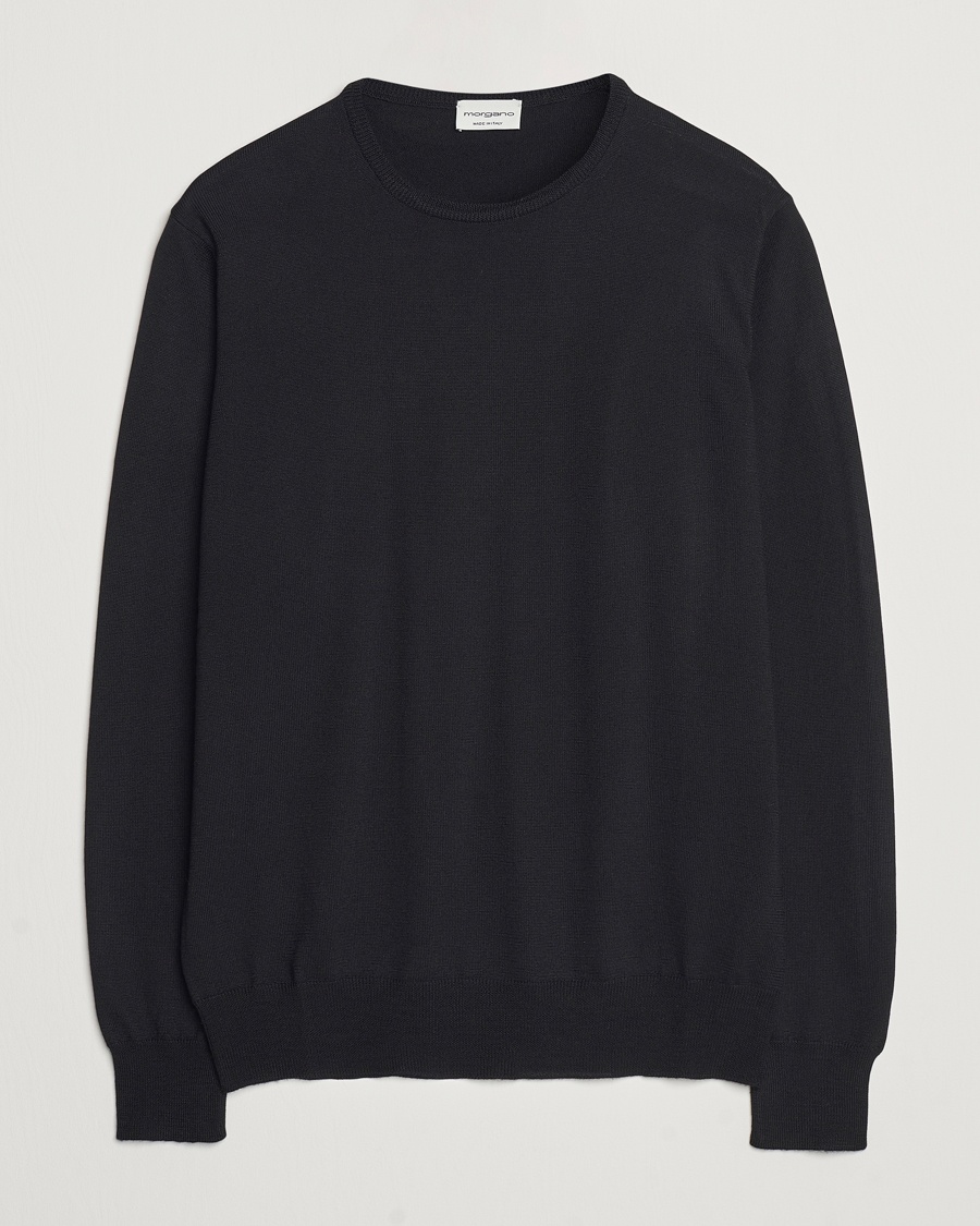 Morgano Extra Fine Merino Wool Crewneck Black – Schwarz