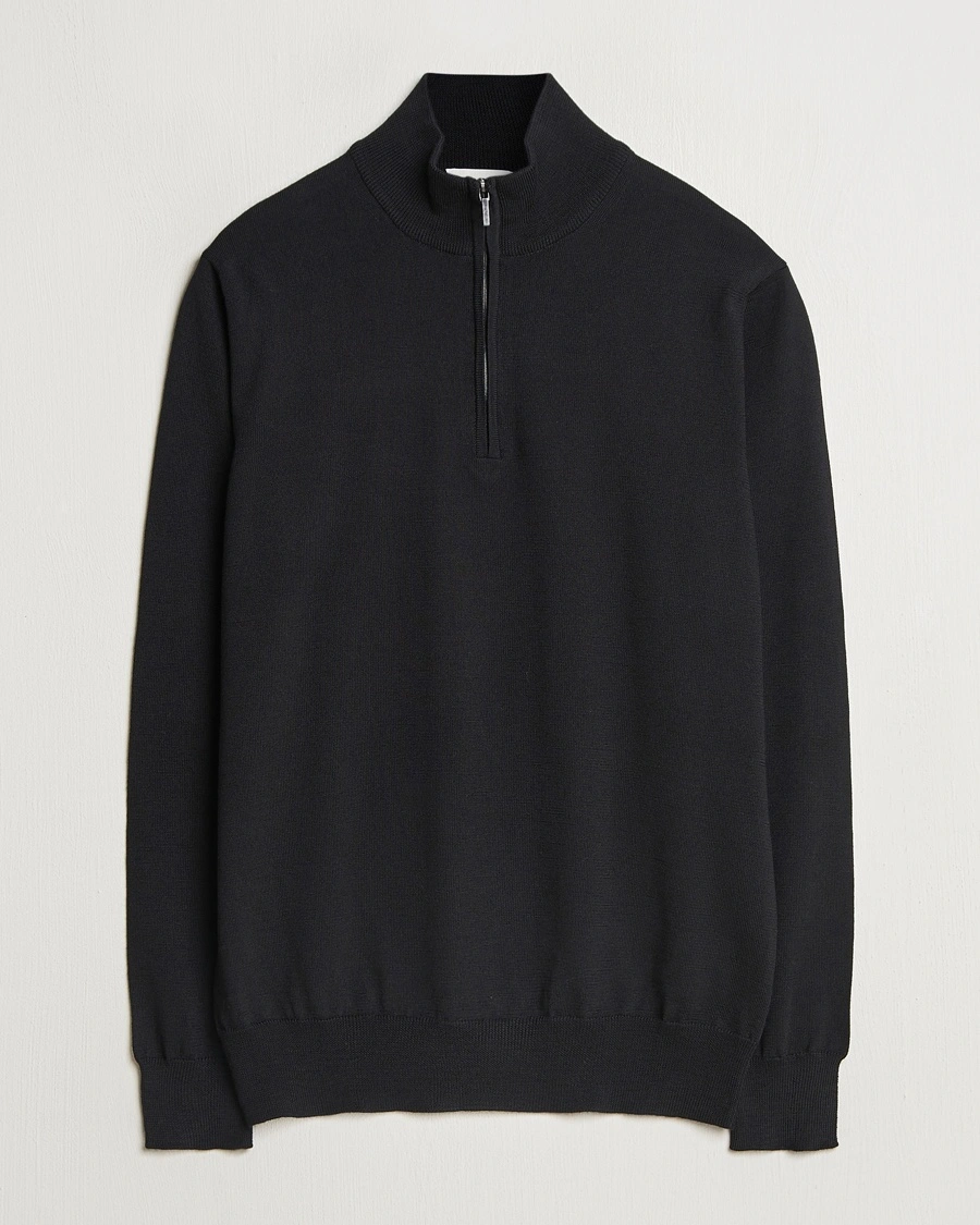 Herren | Business & Beyond | Morgano | Extra Fine Merino Wool Half-Zip Black