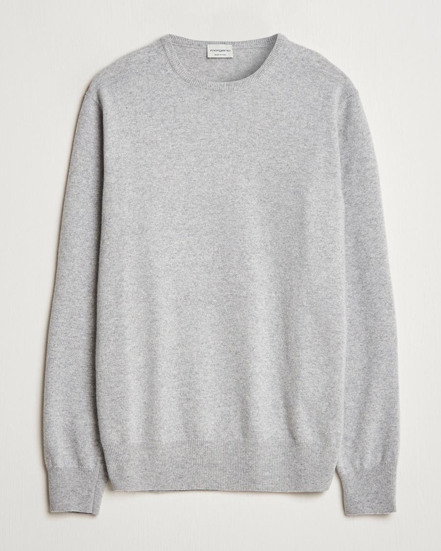 Morgano Wool/Cashmere Crewneck Mid Grey – Grau