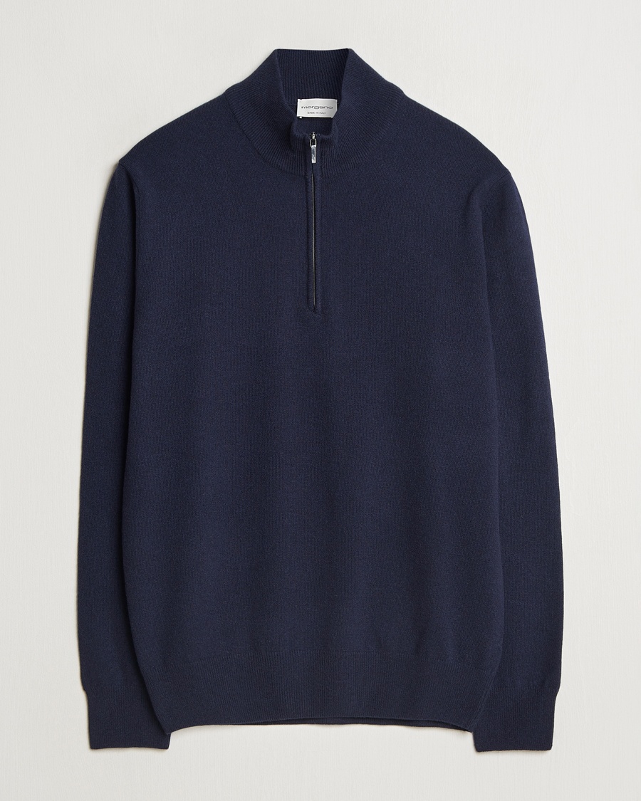 Morgano Wool/Cashmere Half-Zip Navy – Blau
