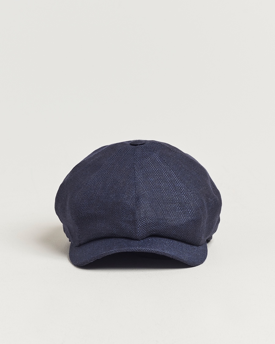 Wigéns Newsboy Classic Linen Herringbone Cap Navy – Blau