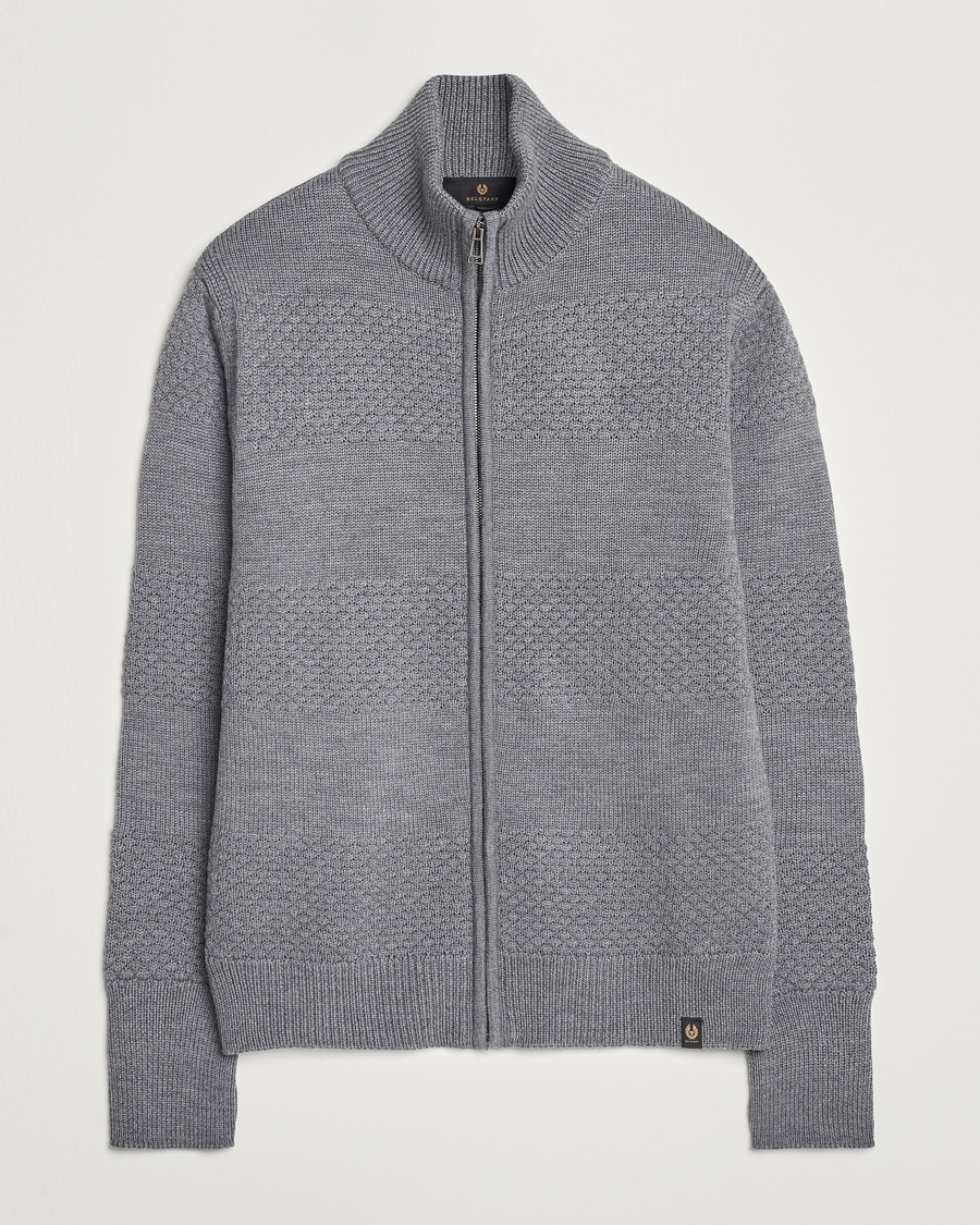 Herren | Cardigans | Belstaff | Sternway Knitted Zip Cardigan Grey Heather