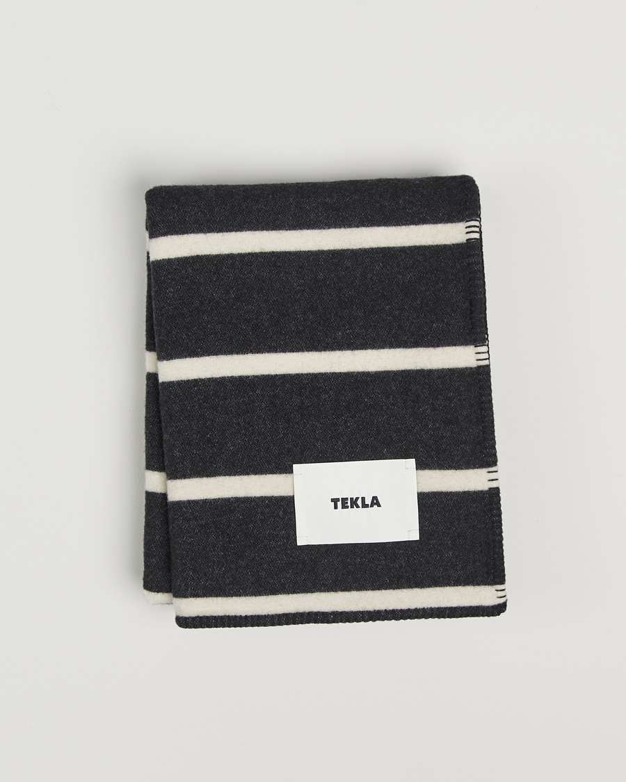 Tekla Lambswool Blanket Starling Stripes – Schwarz