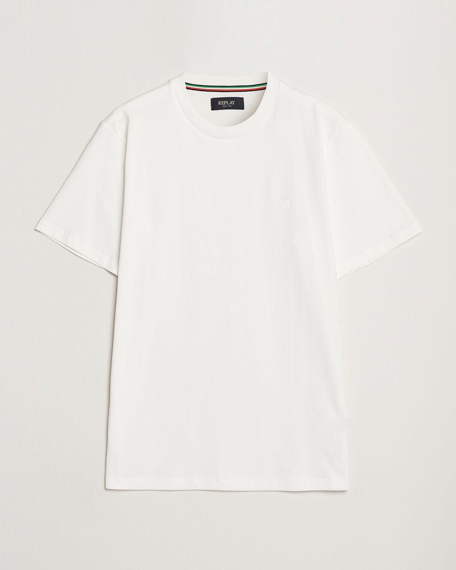 Replay Tonal Logo Crew Neck T-Shirt Off White – Weiß