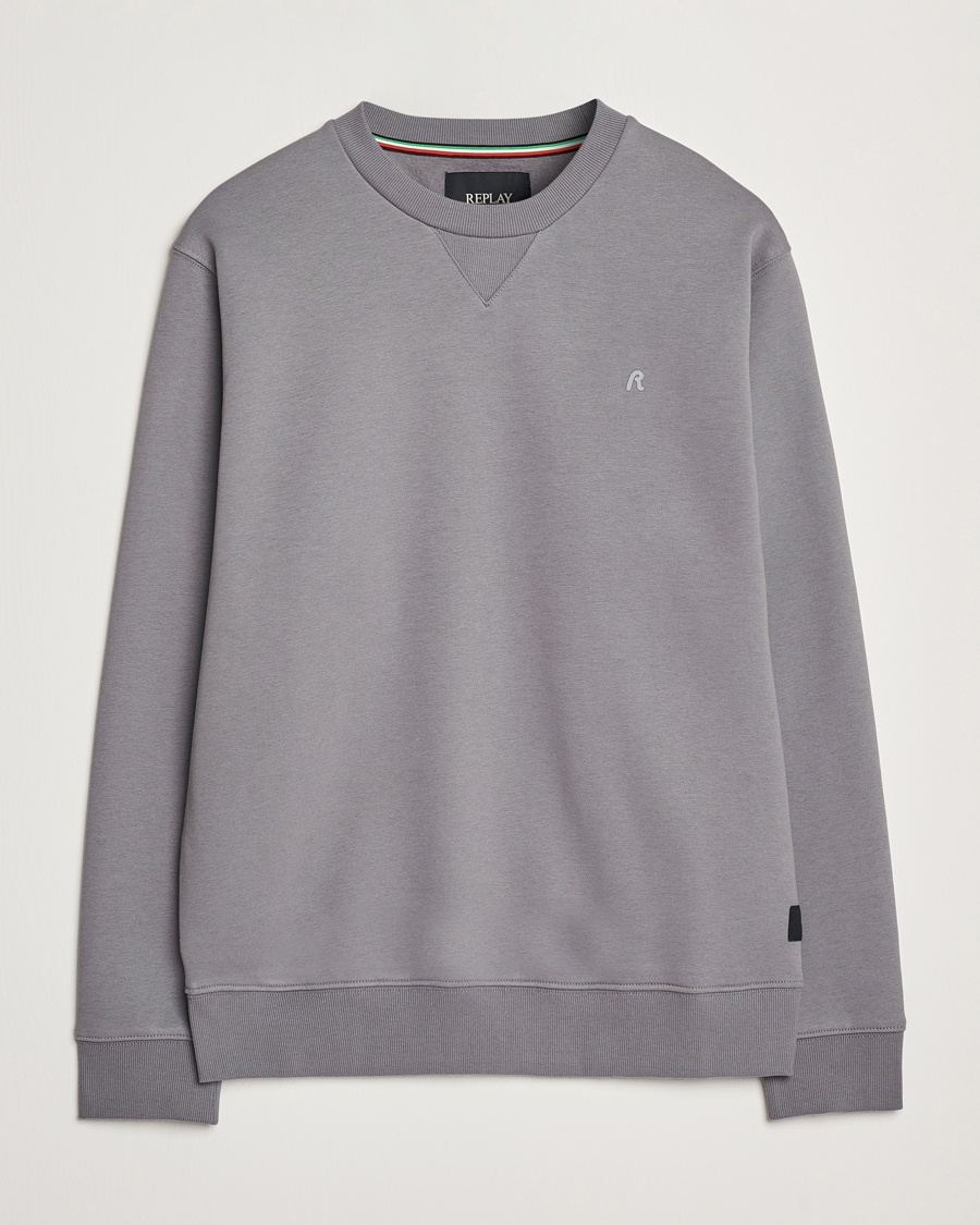 Herren | Graue Sweatshirts | Replay | Tonal Logo Crew Neck Sweatshirt Dark Grey